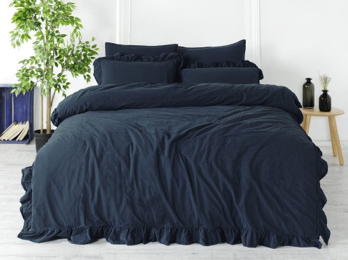 Pościel Bawełniana Dress Blue 200x220 STONEWASHED