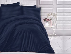 Pościel Satynowa w paski  Exclusive 180x200 Cizgili Navy Blue