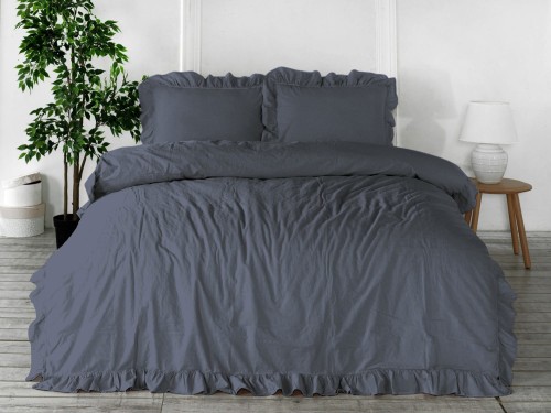 Pościel Bawełniana 160x200 NATURAL GREY STONEWASHED