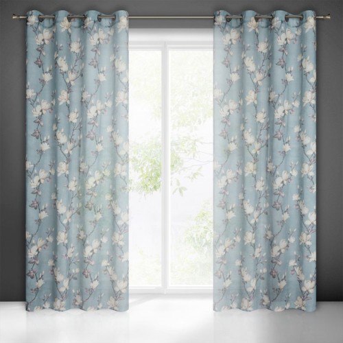 Klasyczna zasłona z etaminy z motywem magnolii 140x250 Luna V2