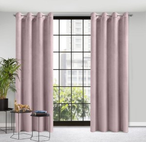 Zasłona z welwetu na przelotkach 140x250 D91 Rosa PUDROWY