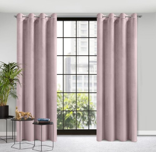 Zasłona z welwetu na przelotkach 140x250 D91 Rosa PUDROWY