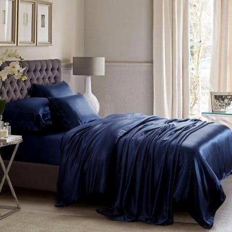 Pościel Jedwabna 140x200 Ciemny Szafir