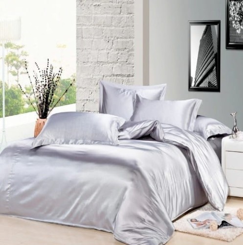 Pościel Jedwabna 140x200 Srebro