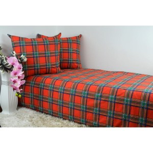 Pościel Kora 140x200 Krata Czerwona V2