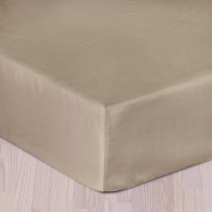 Prześcieradło satynowe z gumką 160x200 ciemny beż