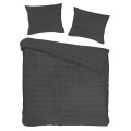 Antracytowa Pościel Satyna Bawełniana Marsela zdobiona Krateczką 180x200 Anthracite