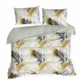 Pościel z satyny bawełnianej w kwiaty 160x200 Eurofirany Nika 4 wzór w liście palmowe