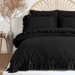 Pościel Bawełniana Black 160x200 STONEWASHED