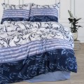 Pościel z Mikrofibry 160x200 Biało Granatowa w Ornamenty