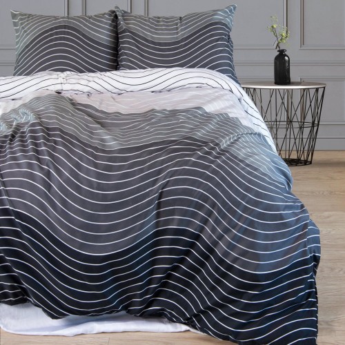 Pościel z Mikrofibry 160x200 Szary wzór geometryczny