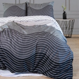 Pościel z Mikrofibry 220x200 Szary wzór geometryczny