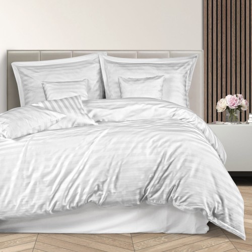 Pościel Bambusowa 160x200 - 7 el  Bamboo Stripe White