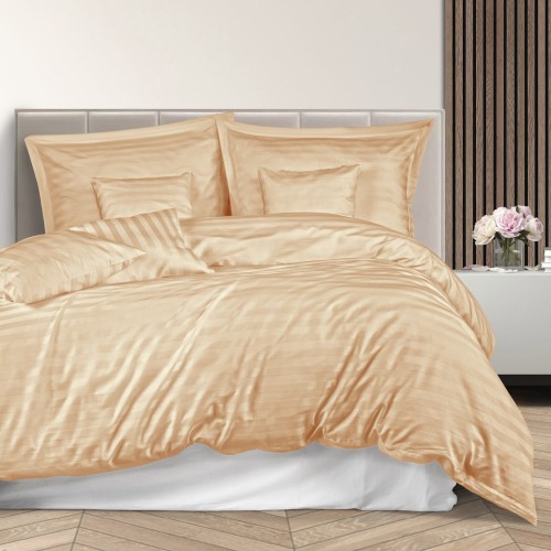 Pościel Bambusowa 160x200 - 7 el  Bamboo Stripe Beige
