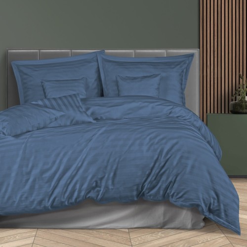 Pościel Bambusowa 160x200 - 7 el  Bamboo Stripe Cornflower