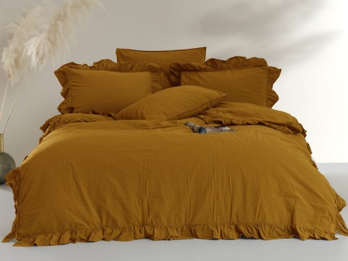 Pościel bawełniana 220x200 Mustard Stonewashed