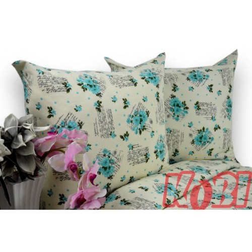 Pościel z Kory Lux 140x200 Niebieskie Bukiety Kwiatów