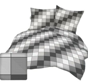 Pościel z kory na guziki 160x200 Geometryczna Kratka V2
