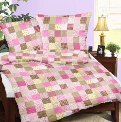 Pościel z kory na guziki 180x200 Patchwork Róż