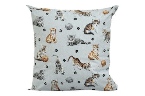 Poszewka bawełniana 40x40  kotki szare tło