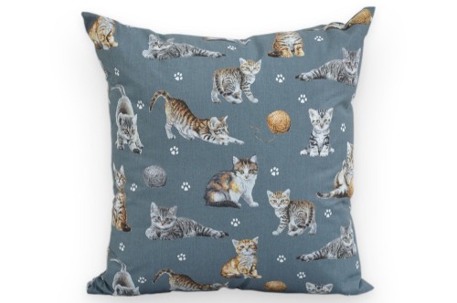 Poszewka bawełniana 40x40  kotki na szarym tle
