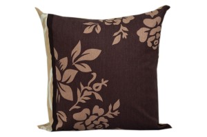 Poszewka bawełniana 40x40  Kwiaty i liście Brąz