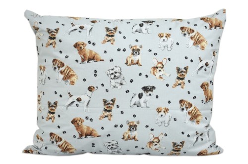 Poszewka bawełniana  50x60 pieski szare tło