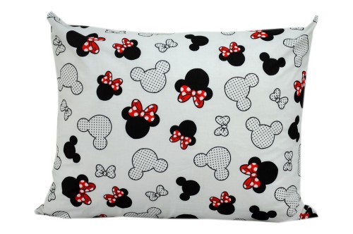 Poszewka bawełniana  50x60 miki czerwona wstążka