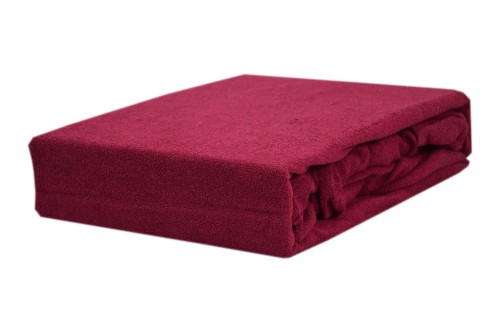 Prześcieradło frotte z gumką 120x200 bordo
