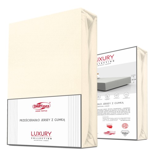 Prześcieradło jersey z elastanem z gumką 180x200 Ecru