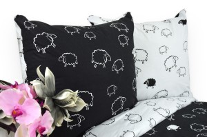 Pościel Bawełniana 140x200 Baranki Biało Czarne