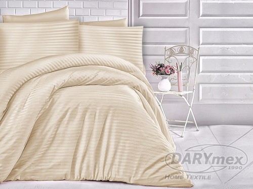 Pościel satynowa w paski  Luxury 160x200 Cizgili Capuccino