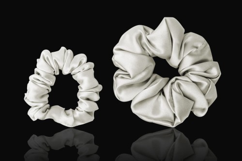 Zestaw 2x Gumki Jedwabne do Włosów Silver