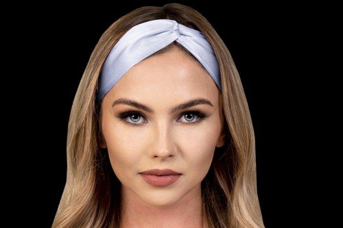 Ekskluzywna Jedwabna Opaska do Włosów - Grey Blue