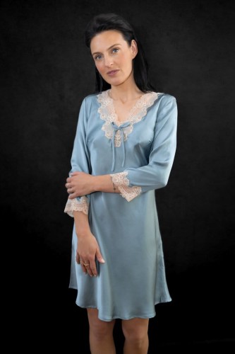 Jedwabna Koszula Nocna Nightgown Light Indigo