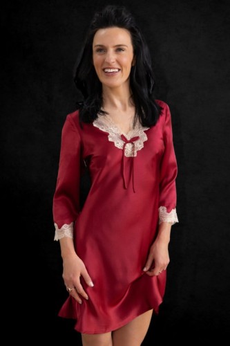 Jedwabna Koszula Nocna Nightgown Dark Red