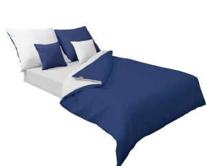 Pościel satynowa dwustronna DOUBLE FACE KOLEKCJA GOLD 140x200 Biały + Niebieski