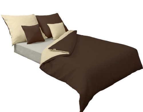 Pościel satynowa dwustronna DOUBLE FACE KOLEKCJA GOLD 140x200 Beż + Brąz