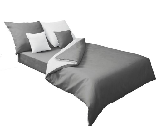 Pościel satynowa dwustronna DOUBLE FACE KOLEKCJA GOLD 160x200 Szary + Biały