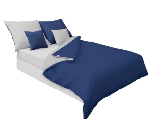 Pościel satynowa dwustronna DOUBLE FACE KOLEKCJA GOLD 160x200 Szary + Niebieski