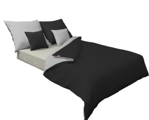 Pościel satynowa dwustronna DOUBLE FACE KOLEKCJA GOLD 160x200 Szarość + Czerń
