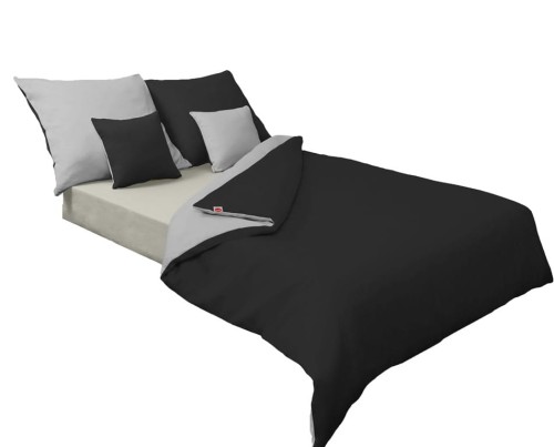 Pościel satynowa dwustronna DOUBLE FACE KOLEKCJA GOLD 160x200 Szarość + Czerń