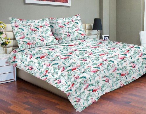 Pościel Satynowa 140x200 Premium Sanfor 15A Flamingi