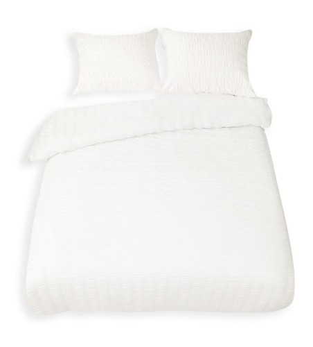 Pościel Satyna Gofrowana 160x200 Biel