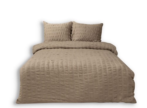 Pościel Satyna Gofrowana 220x200 Ciemny Beż