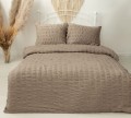 Pościel Satyna Gofrowana 220x200 Ciemny Beż