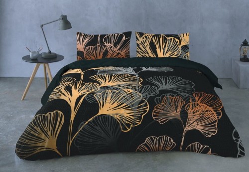 Pościel z Perkalu 160x200 Satyna Prestige Liście Miłorzębu 48