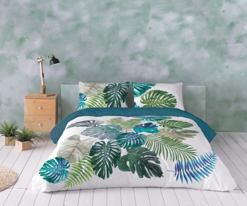 Pościel z Perkalu 160x200 Satyna Prestige Liście Monstery 49