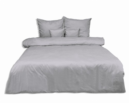 Pościel Adamaszkowa 220x200 Szary Paski 1 cm