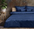 Pościel Adamaszkowa 220x200 Granat Pasy 1 cm
